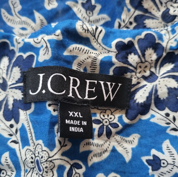 J. Crew Tiered Tie-front Beach Dress Cobalt Blue Floral Cotton Voile Size XXL - Picture 6 of 7